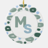 Modern Blue Green Pattername Aftername Monogram Keramik Ornament (Hinten)