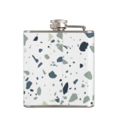 Modern Blue Green Terrazzo Marmormonogramm Flachmann (Rückseite)