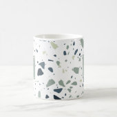 Modern Blue Green Terrazzo Marmormonogramm Kaffeetasse (Mittel)