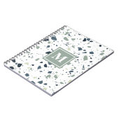 Modern Blue Green Terrazzo Marmormonogramm Notizblock (Linke Seite)