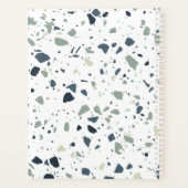 Modern Blue Green Terrazzo Marmormonogramm Planer (Rückseite)