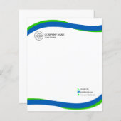 Modern Blue & Green Wave Letterhead mit Logo (Vorne/Hinten)