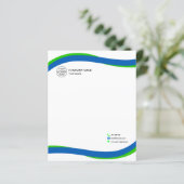 Modern Blue & Green Wave Letterhead mit Logo (Stehend Vorderseite)