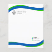 Modern Blue & Green Wave Letterhead mit Logo (Vorderseite)