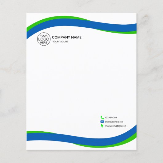 Modern Blue & Green Wave Letterhead mit Logo (Vorderseite)