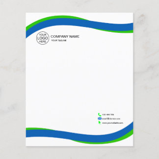 Modern Blue & Green Wave Letterhead mit Logo