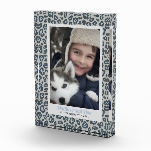 Modern Blue Grey Leopard Print Custom Foto (Rechts)