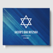 Modern Blue Grunge Bar Mitzvah Gästebuch (Vorderseite)