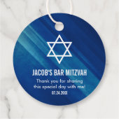 Modern Blue Grunge Bar Mitzvah Geschenkanhänger (Rückseite)