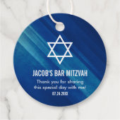 Modern Blue Grunge Bar Mitzvah Geschenkanhänger (Vorderseite)