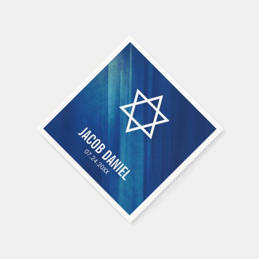 Modern Blue Grunge Bar Mitzvah Serviette (Ecke)