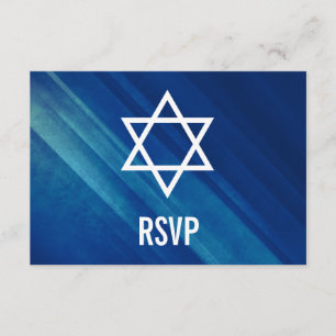 Modern Blue Grunge Bar Mitzvah UAWG RSVP Karte