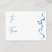 Modern Blue Hand Draw Brautparty Display Begleitkarte (Rückseite)