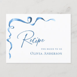 Modern Blue Hand Drawn Bow Brautparty Rezept Postkarte