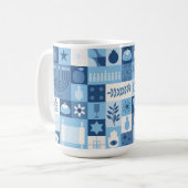 Modern Blue Hanukkah Symbols Mug Kaffeetasse (Vorderseite Links)