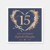 Modern Blue Happy 15-jähriges Jubiläum Hochzeit vo Serviette (Vorderseite)