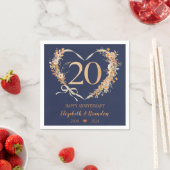Modern Blue Happy 20-jähriges Jubiläum Hochzeit Na Serviette (Beispiel)