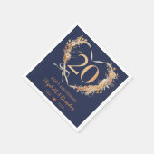 Modern Blue Happy 20-jähriges Jubiläum Hochzeit Na Serviette (Ecke)