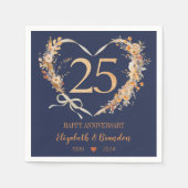 Modern Blue Happy 25-jähriges Jubiläum Hochzeit vo Serviette (Vorderseite)