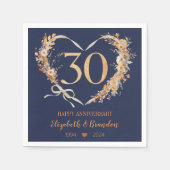 Modern Blue Happy 30-jähriges Jubiläum Hochzeit Na Serviette (Vorderseite)