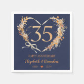 Modern Blue Happy 35-jähriges Jubiläum Hochzeit Na Serviette (Vorderseite)