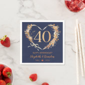 Modern Blue Happy 40-jähriges Jubiläum Hochzeit Na Serviette (Beispiel)