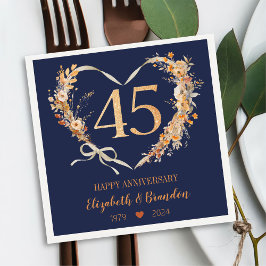 Modern Blue Happy 45-jähriges Jubiläum Hochzeit vo Serviette