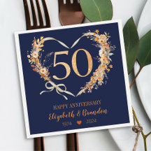 Modern Blue Happy 50 Jahre Jahrestag Hochzeit Napk