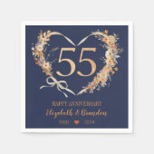 Modern Blue Happy 55-jähriges Jubiläum Hochzeit Na Serviette (Vorderseite)