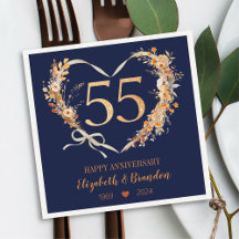 Modern Blue Happy 55-jähriges Jubiläum Hochzeit Na