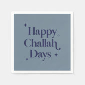 Modern Blue Happy Challah Days Hanukkah Serviette (Vorderseite)