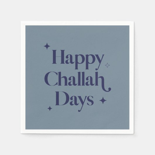 Modern Blue Happy Challah Days Hanukkah Serviette (Vorderseite)