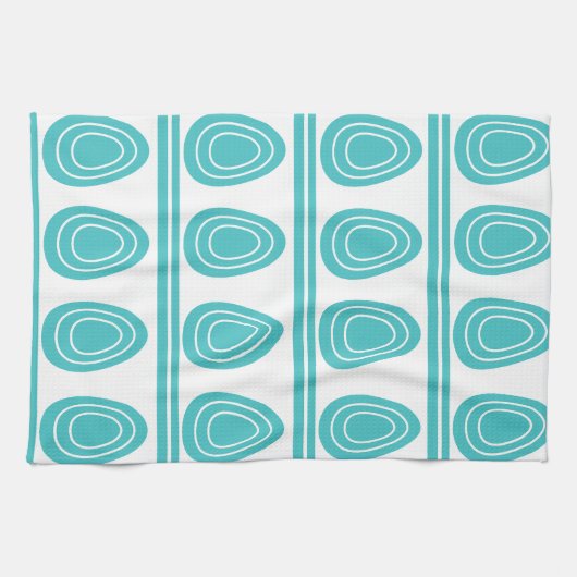 Modern Blue Happy Oaster Eggs Muster Geschirrtuch (Horizontal)