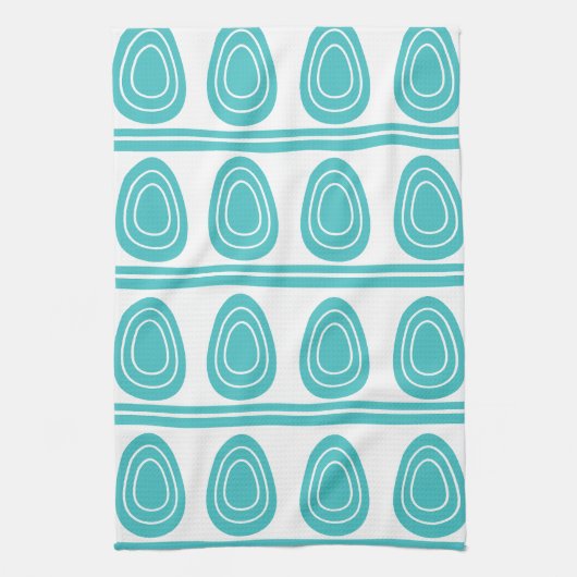 Modern Blue Happy Oaster Eggs Muster Geschirrtuch (Vertikal)