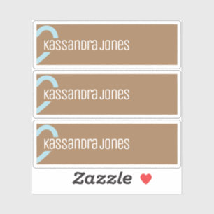 Modern Blue Heart Form Vintag Brown Halbherz  Aufkleber