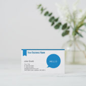 Modern Blue Hello Business Card Visitenkarte (Stehend Vorderseite)