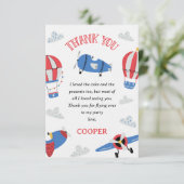 Modern Blue How Time Fliegt 1. Geburtstag Dankeskarte (Stehend Vorderseite)