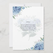 Modern Blue Hydrangea Bloral Wedding Einladung (Rückseite)