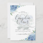 Modern Blue Hydrangea Bloral Wedding Einladung (Vorderseite)
