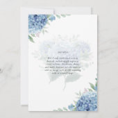 Modern Blue Hydrangea Bloral Wedding Einladung (Rückseite)