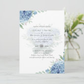 Modern Blue Hydrangea Bloral Wedding Einladung (Stehend Vorderseite)