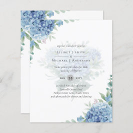 Modern Blue Hydrangea Bloral Wedding Einladung