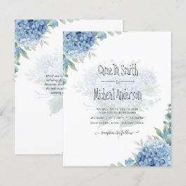 Modern Blue Hydrangea Bloral Wedding Einladung