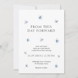 Modern Blue Hydrangea Bloral Wedding Einladung