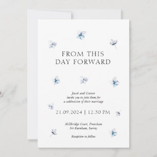 Modern Blue Hydrangea Bloral Wedding Einladung