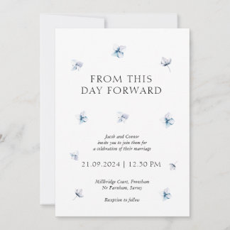 Modern Blue Hydrangea Bloral Wedding Einladung