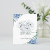 Modern Blue Hydrangea Bloral Wedding Einladung (Stehend Vorderseite)