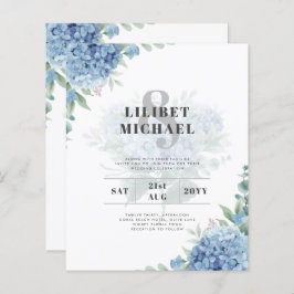 Modern Blue Hydrangea Bloral Wedding Einladung