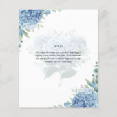 Modern Blue Hydrangea Bloral Wedding Einladung Flyer (Hinten)