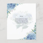 Modern Blue Hydrangea Bloral Wedding Einladung Flyer (Hinten)